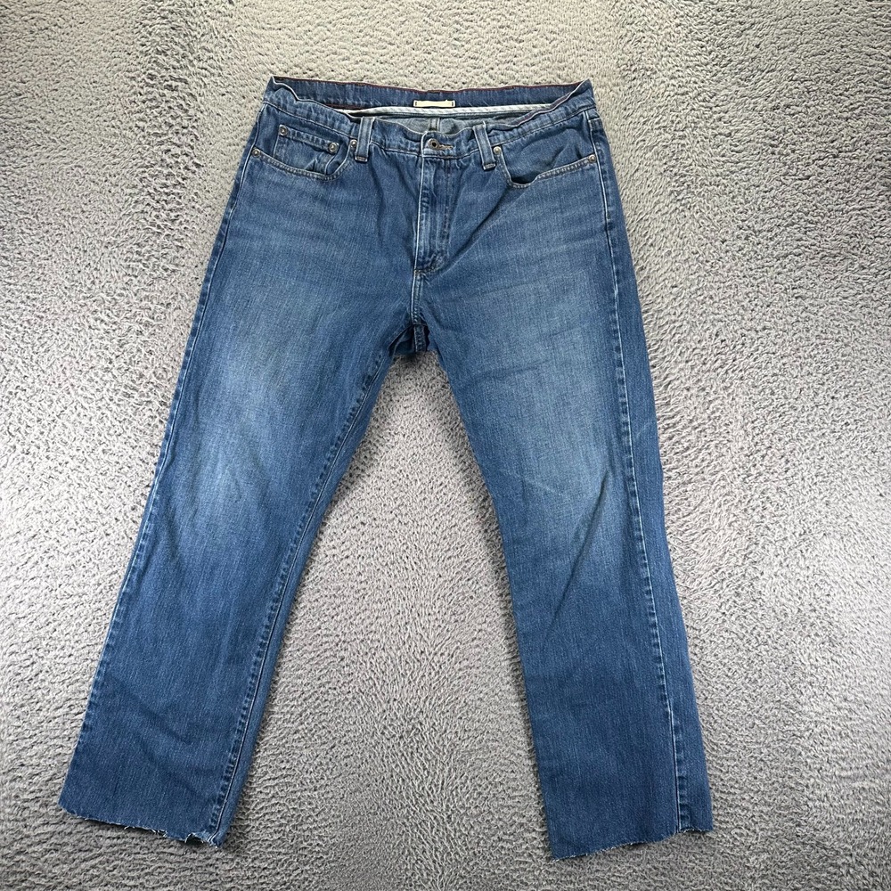 L.L.Bean Jeans Mens 34x27 Blue Cotton Denim Straight Leg Travel Faded Workwear‎